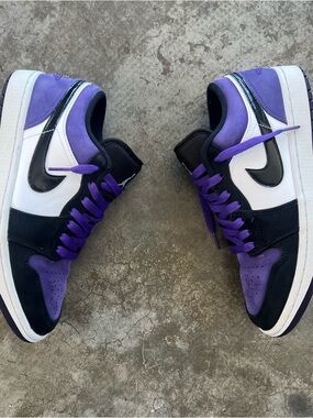 Jordan 1 Low Court Purple Black Toe Size 7.5 Streetwear